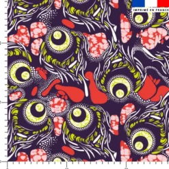 Wax forme abstraite jaune et rouge - Fond violet foncé