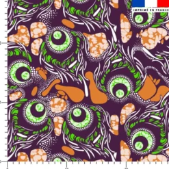 Wax forme abstraite orange et vert - Fond violet foncé