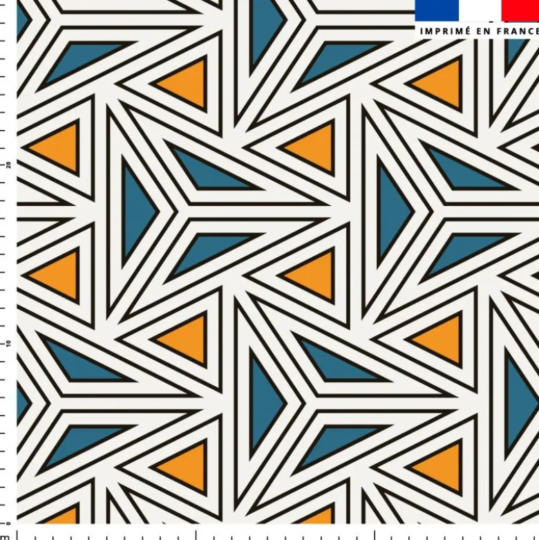 Wax géométrique triangle jaune et bleu - Fond blanc