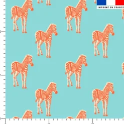 Zèbre orange - Fond bleu clair